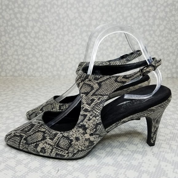 snakeskin slingbacks